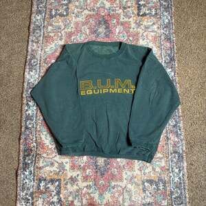 Vintage 90s B.U.M. Equipment Forest Green Graphic Crewneck Sweatshirt
